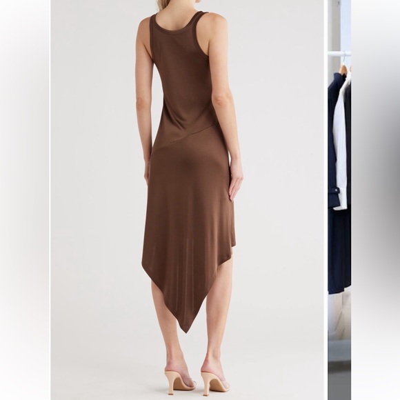 Helmut Lang High Low Midi Dress brown tank sleeveless medium NWT - Picture 2 of 5